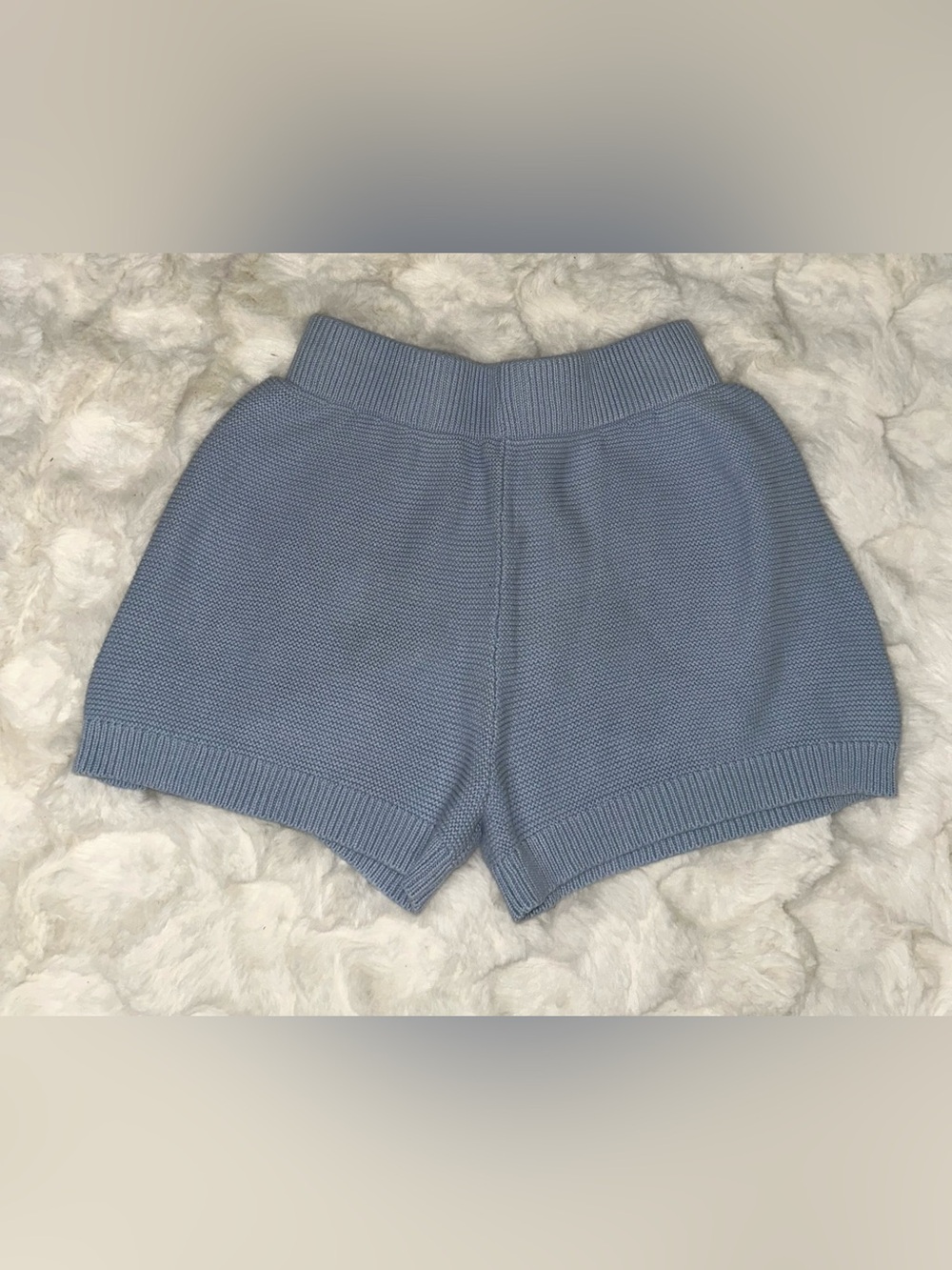 Comfortable Light Blue Knit Essential Stylish Women’s Shorts- Moon & Madison